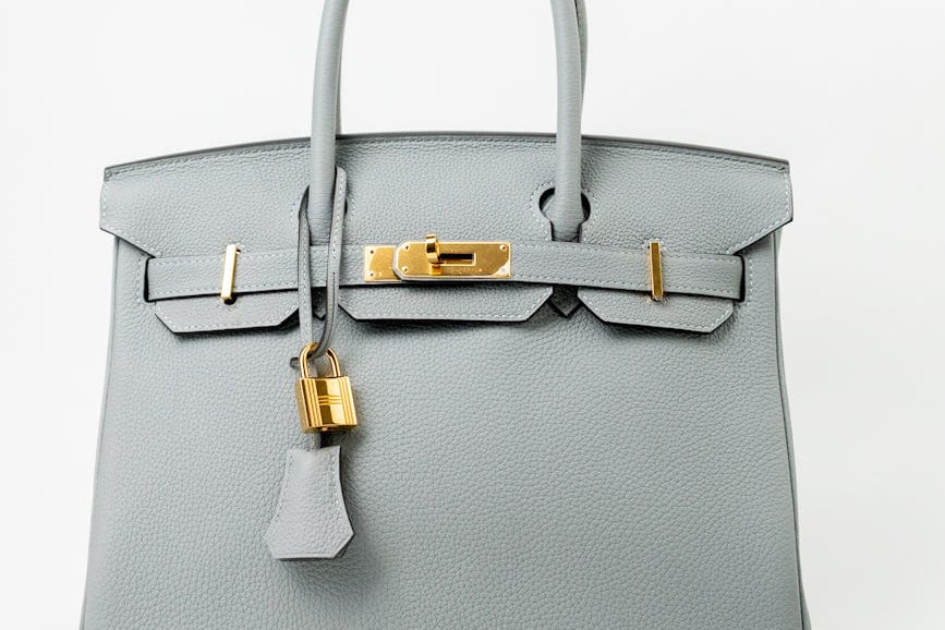 Hermes Handbag Hermes Birkin 30 Togo Blue Glacier Gold Plated -Knockoff
