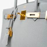 Hermes Handbag Hermes Birkin 30 Togo Blue Glacier Gold Plated -Knockoff
