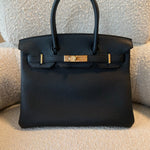 Hermes Handbag Hermes Birkin 30 Veau Togo Leather Black Gold Plated 2022 U -Knockoff
