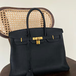 Hermes Handbag Hermes Birkin 35 Black Veau Togo Leather Gold Plated 2021 Z -Knockoff
