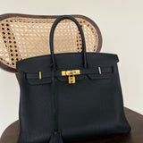 Hermes Handbag Hermes Birkin 35 Black Veau Togo Leather Gold Plated 2021 Z -Knockoff
