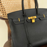 Hermes Handbag Hermes Birkin 35 Black Veau Togo Leather Gold Plated 2021 Z -Knockoff
