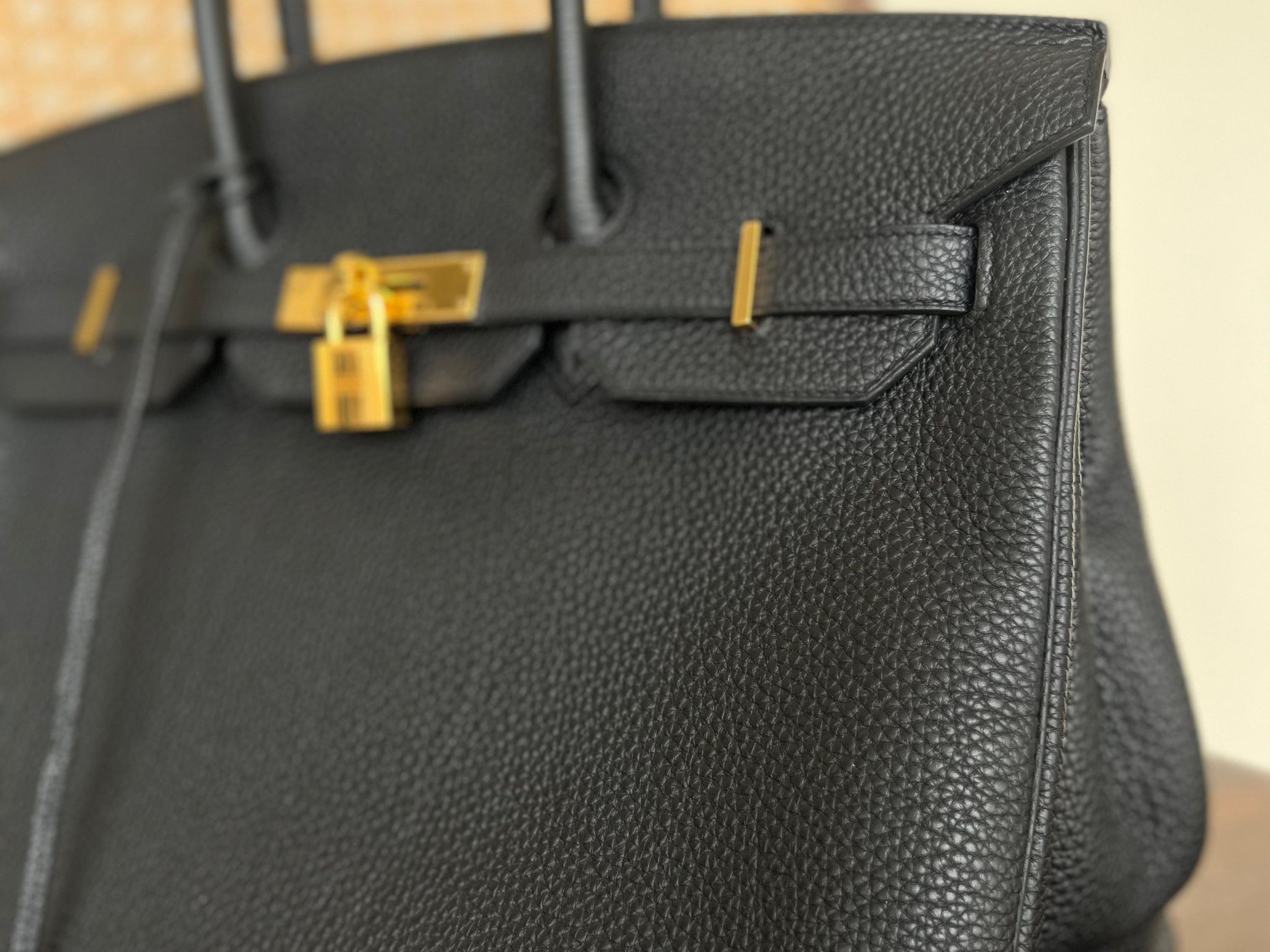 Hermes Handbag Hermes Birkin 35 Black Veau Togo Leather Gold Plated 2021 Z -Knockoff
