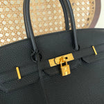 Hermes Handbag Hermes Birkin 35 Black Veau Togo Leather Gold Plated 2021 Z -Knockoff
