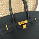 Hermes Handbag Hermes Birkin 35 Black Veau Togo Leather Gold Plated 2021 Z -Knockoff
