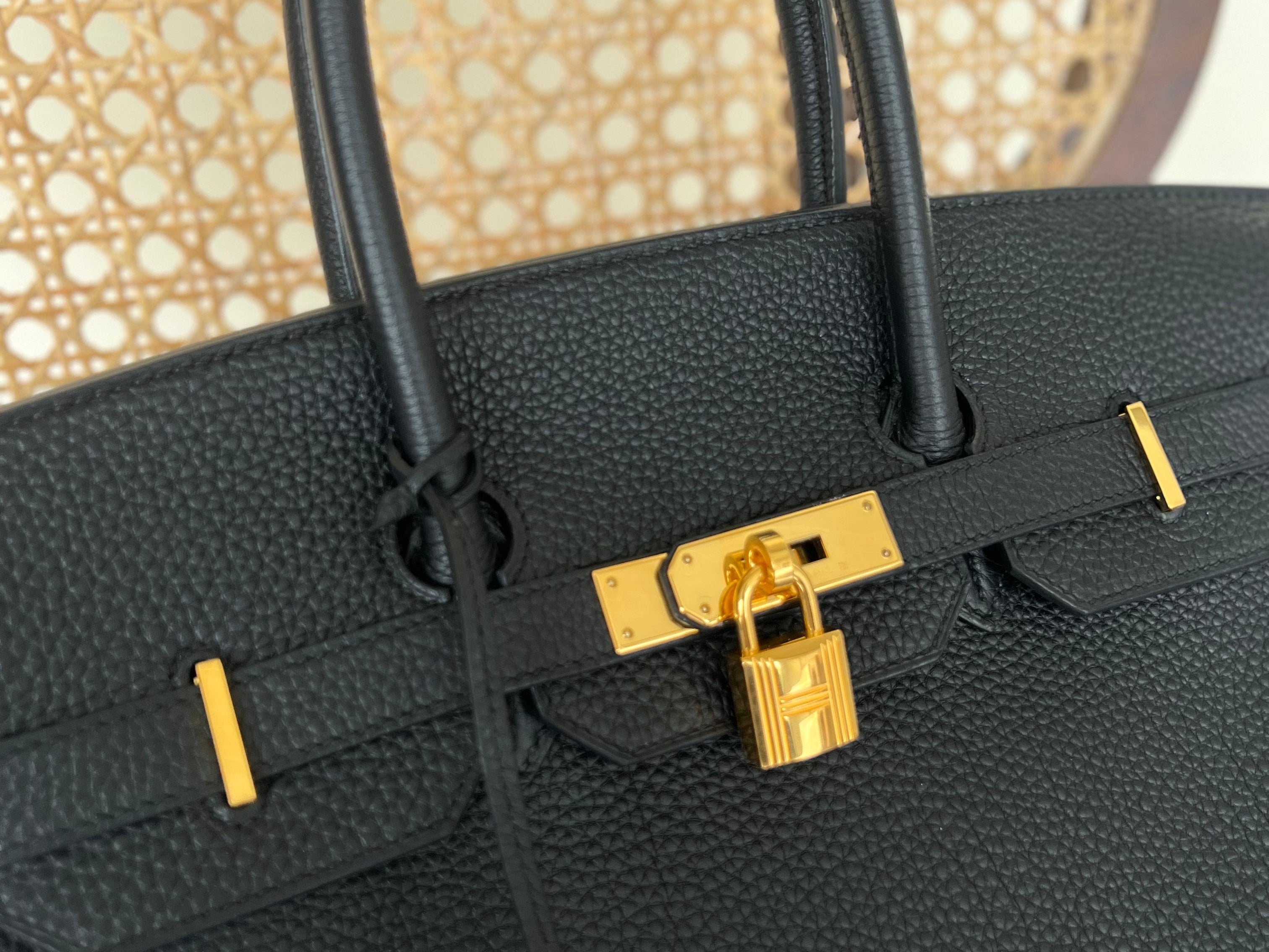 Hermes Handbag Hermes Birkin 35 Black Veau Togo Leather Gold Plated 2021 Z -Knockoff
