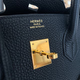 Hermes Handbag Hermes Birkin 35 Black Veau Togo Leather Gold Plated 2021 Z -Knockoff
