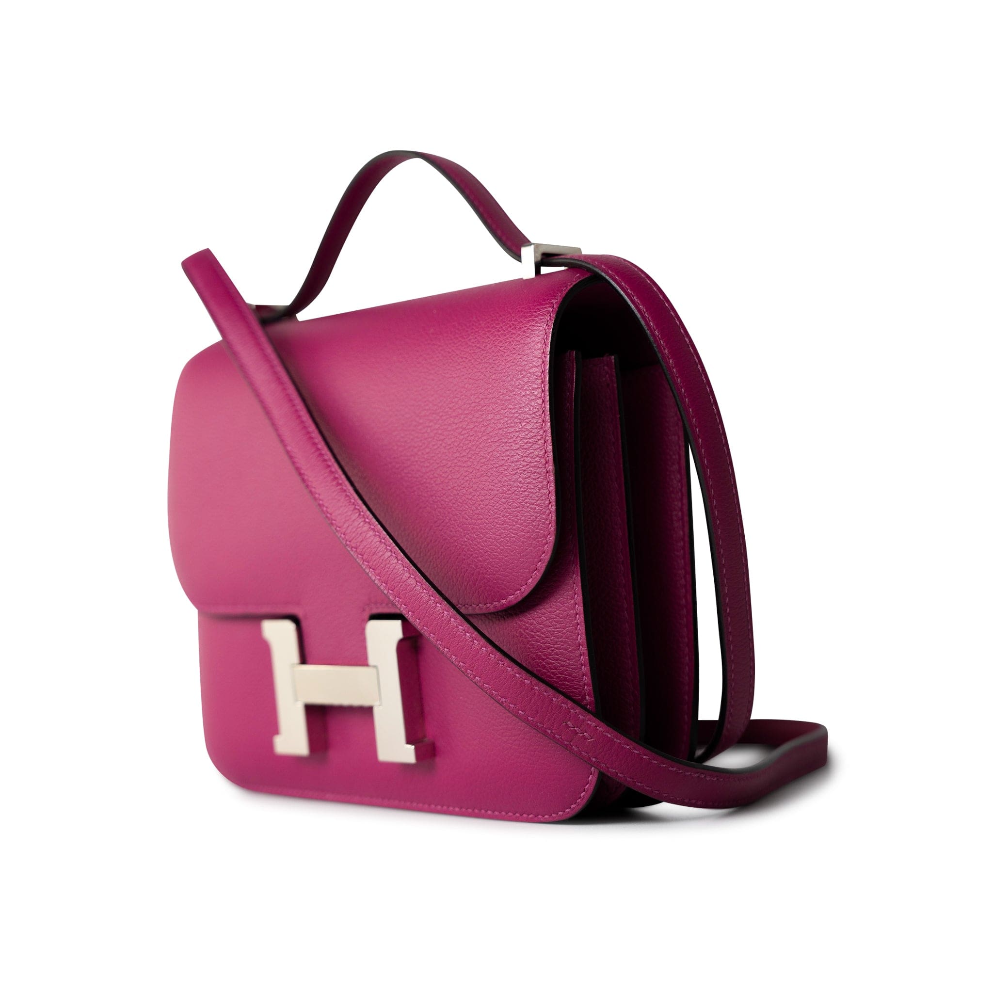 Hermes Handbag Hermes Constance 18 Rose Pourpre Chèvre Leather Palladium Hardware -Knockoff
