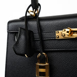 Hermes Handbag Hermes Kelly 25 Black Veau Epsom Leather Gold Plated -Knockoff
