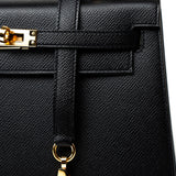 Hermes Handbag Hermes Kelly 25 Black Veau Epsom Leather Gold Plated -Knockoff
