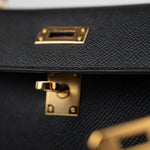 Hermes Handbag Hermes Kelly 25 Black Veau Epsom Leather Gold Plated -Knockoff
