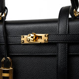 Hermes Handbag Hermes Kelly 25 Black Veau Epsom Leather Gold Plated -Knockoff
