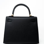 Hermes Handbag Hermes Kelly 25 Black Veau Epsom Leather Gold Plated -Knockoff
