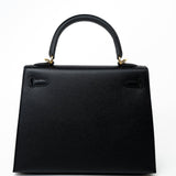 Hermes Handbag Hermes Kelly 25 Black Veau Epsom Leather Gold Plated -Knockoff
