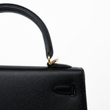 Hermes Handbag Hermes Kelly 25 Black Veau Epsom Leather Gold Plated -Knockoff
