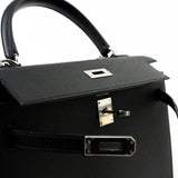 Hermes Handbag Hermes Kelly 25 Black Veau Epsom Leather Palladium Plated 2021 Z -Knockoff
