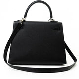 Hermes Handbag Hermes Kelly 25 Black Veau Epsom Leather Palladium Plated 2021 Z -Knockoff
