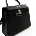 Hermes Handbag Hermes Kelly 25 Black Veau Epsom Leather Palladium Plated 2021 Z -Knockoff
