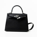 Hermes Handbag Hermes Kelly 25 Black Veau Epsom Leather Palladium Plated 2021 Z -Knockoff
