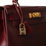 Hermes Handbag Hermes Kelly 28 Box Calfskin Rouge H Goldplated T Stamp -Knockoff
