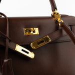 Hermes Handbag Hermès Kelly 28 Courchevel Chocolat Gold Metal Fittings X Stamp (1994) -Knockoff
