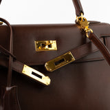 Hermes Handbag Hermès Kelly 28 Courchevel Chocolat Gold Metal Fittings X Stamp (1994) -Knockoff
