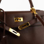 Hermes Handbag Hermès Kelly 28 Courchevel Chocolat Gold Metal Fittings X Stamp (1994) -Knockoff
