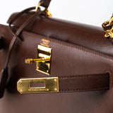 Hermes Handbag Hermès Kelly 28 Courchevel Chocolat Gold Metal Fittings X Stamp (1994) -Knockoff
