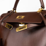 Hermes Handbag Hermès Kelly 28 Courchevel Chocolat Gold Metal Fittings X Stamp (1994) -Knockoff
