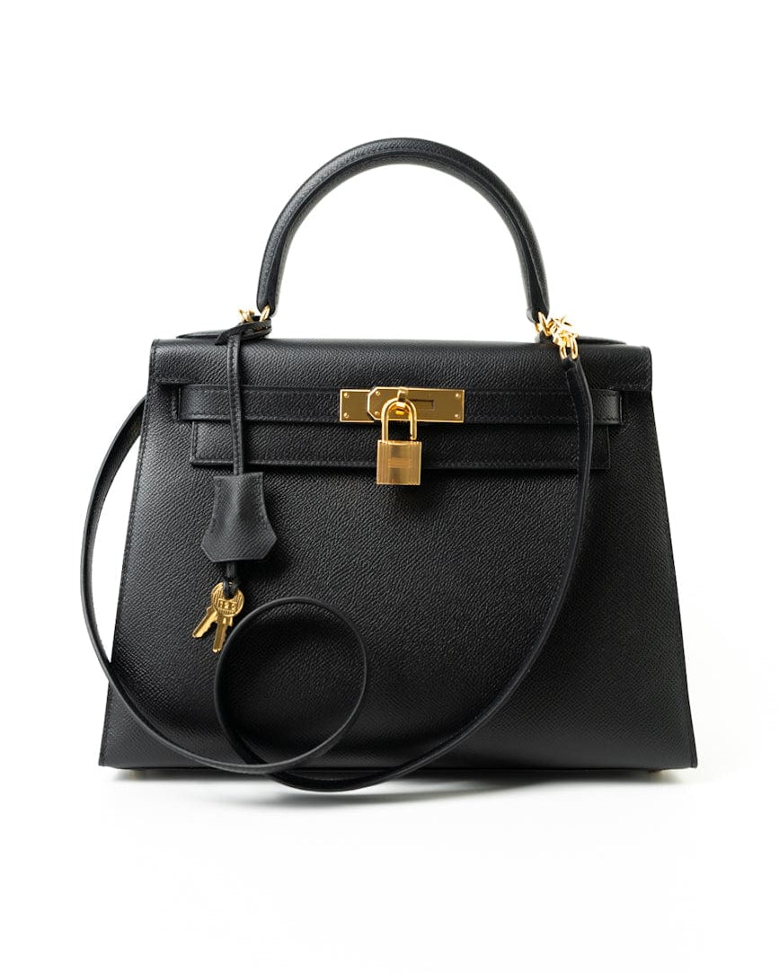 Hermes Handbag Hermes Kelly 28 Veau Epsom Leather Black with Gold Plated Hardware 2019 D -Knockoff
