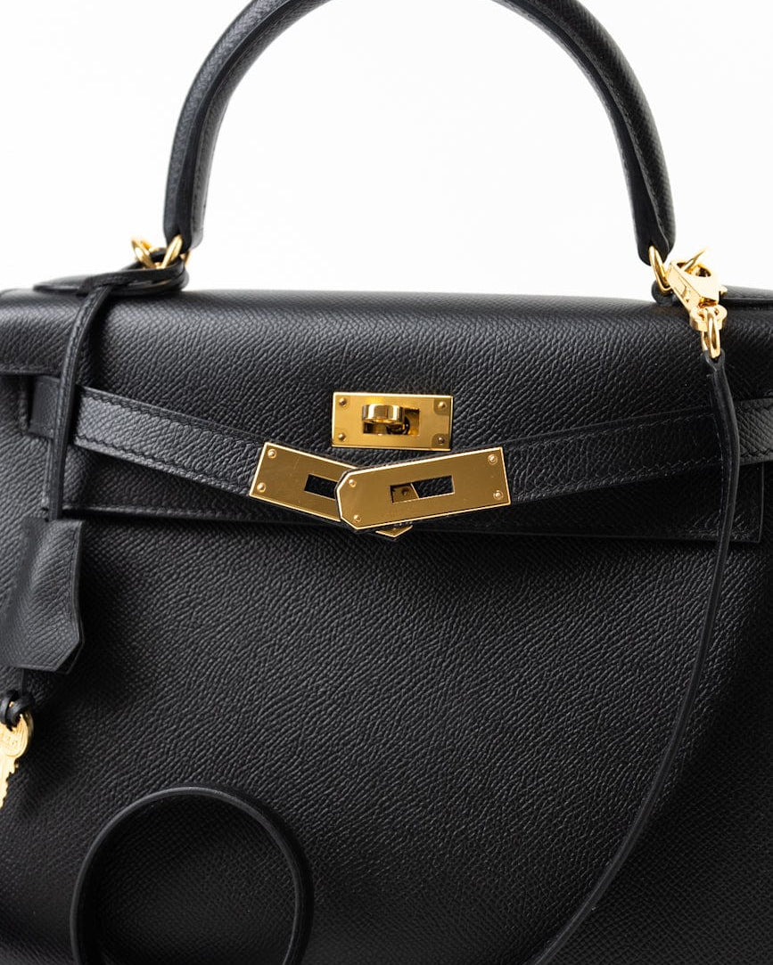 Hermes Handbag Hermes Kelly 28 Veau Epsom Leather Black with Gold Plated Hardware 2019 D -Knockoff
