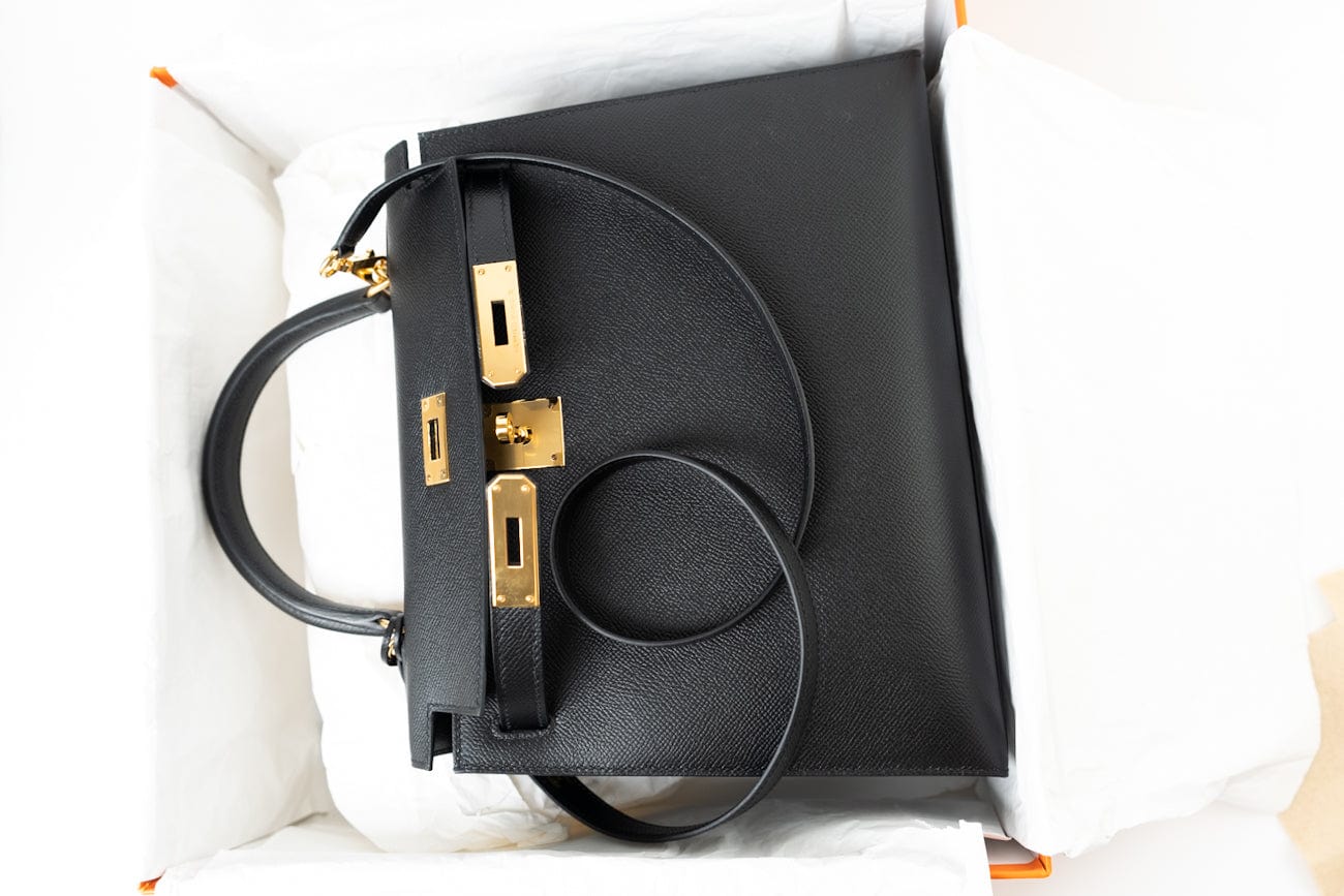 Hermes Handbag Hermes Kelly 28 Veau Epsom Leather Black with Gold Plated Hardware 2019 D -Knockoff
