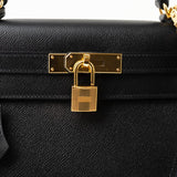 Hermes Handbag Hermes Kelly 28 Veau Epsom Leather Black with Gold Plated Hardware 2019 D -Knockoff
