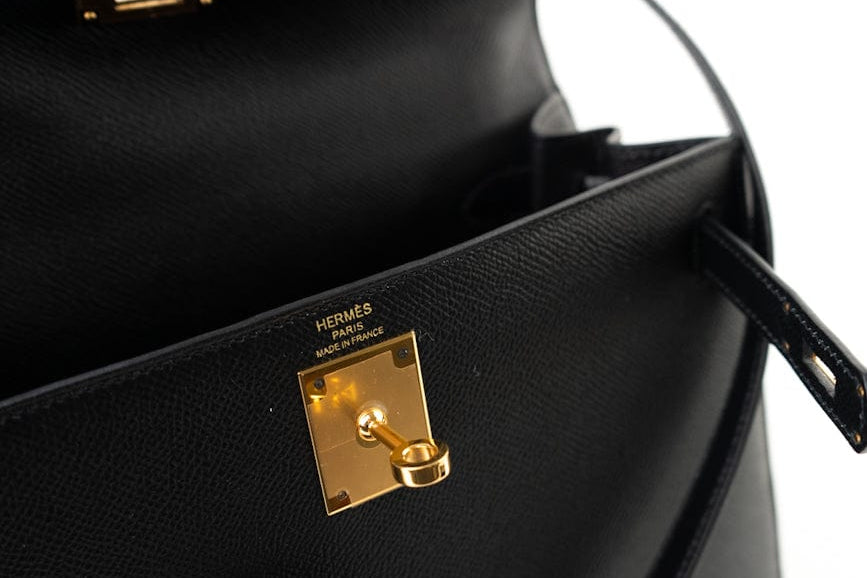 Hermes Handbag Hermes Kelly 28 Veau Epsom Leather Black with Gold Plated Hardware 2019 D -Knockoff
