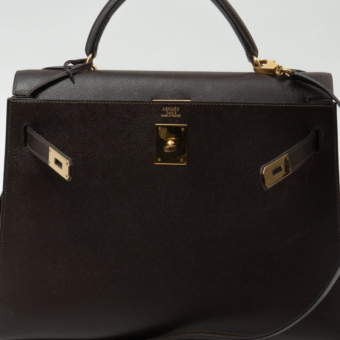 Hermes Handbag Hermes Kelly 32 Courchevel Chocolat Gold -Knockoff
