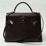 Hermes Handbag Hermes Kelly 32 Courchevel Chocolat Gold -Knockoff
