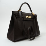 Hermes Handbag Hermes Kelly 32 Courchevel Chocolat Gold -Knockoff
