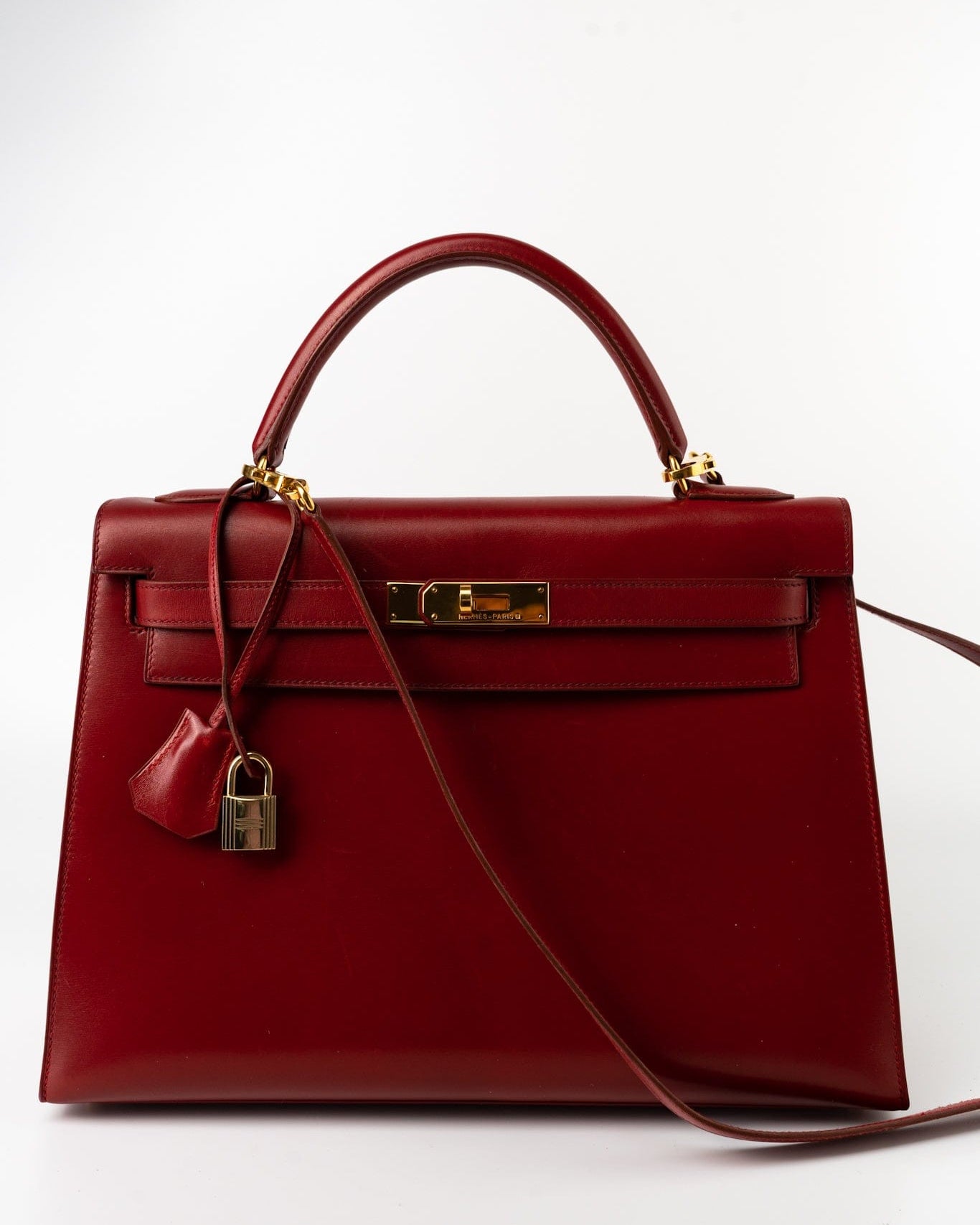 Hermes Handbag Hermes Kelly 32 Rouge Vif Veau Box Calfskin Leather Gold Plated Hardware 1998 B Stamp -Knockoff
