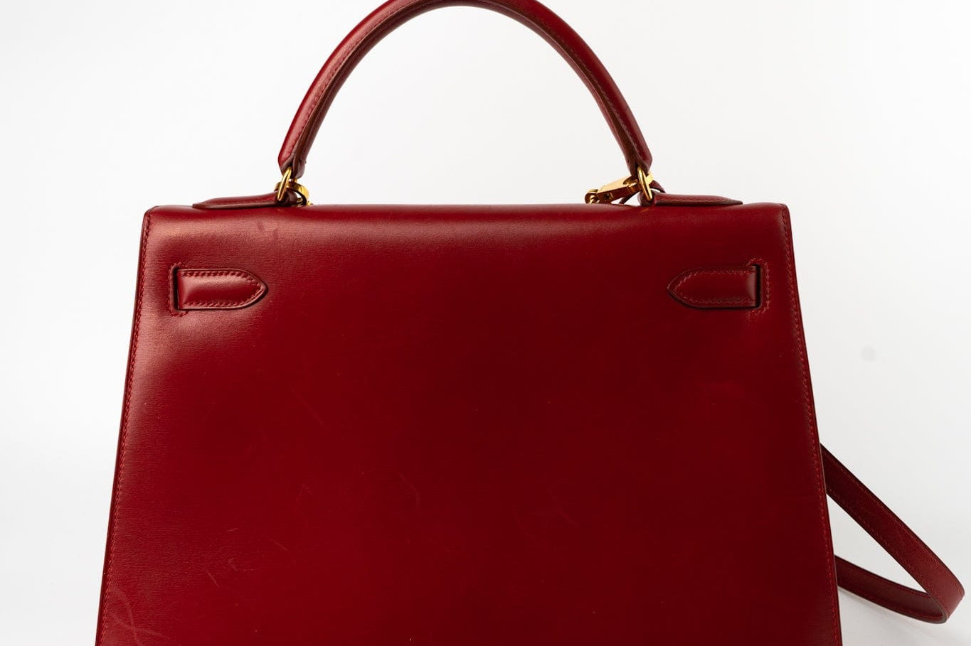 Hermes Handbag Hermes Kelly 32 Rouge Vif Veau Box Calfskin Leather Gold Plated Hardware 1998 B Stamp -Knockoff
