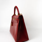 Hermes Handbag Hermes Kelly 32 Rouge Vif Veau Box Calfskin Leather Gold Plated Hardware 1998 B Stamp -Knockoff
