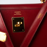 Hermes Handbag Hermes Kelly 32 Rouge Vif Veau Box Calfskin Leather Gold Plated Hardware 1998 B Stamp -Knockoff
