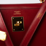 Hermes Handbag Hermes Kelly 32 Rouge Vif Veau Box Calfskin Leather Gold Plated Hardware 1998 B Stamp -Knockoff
