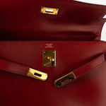 Hermes Handbag Hermes Kelly 32 Rouge Vif Veau Box Calfskin Leather Gold Plated Hardware 1998 B Stamp -Knockoff
