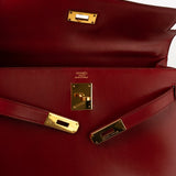 Hermes Handbag Hermes Kelly 32 Rouge Vif Veau Box Calfskin Leather Gold Plated Hardware 1998 B Stamp -Knockoff
