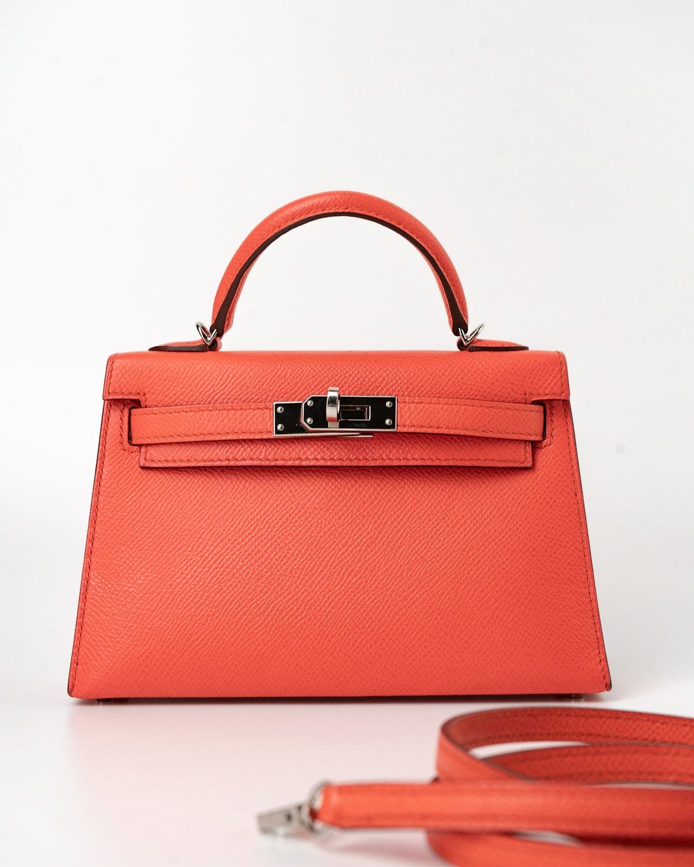 Hermes Handbag Hermes Kelly Mini II Rose Texas Veau Epsom Leather Palladium plated 2021 Z -Knockoff
