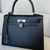 Hermes Handbag Hermes Kelly Sellier 25 Bleu Indigo Veau Epsom Leather Palladium Plated 2020 Y -Knockoff
