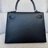 Hermes Handbag Hermes Kelly Sellier 25 Bleu Indigo Veau Epsom Leather Palladium Plated 2020 Y -Knockoff
