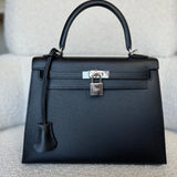 Hermes Handbag Hermes Kelly Sellier 25 Bleu Indigo Veau Epsom Leather Palladium Plated 2020 Y -Knockoff
