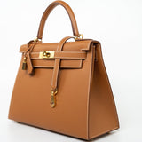 Hermes Handbag Hermes Kelly Sellier 28 Veau Epsom Leather Gold with Gold Plated Hardware 2022 Z -Knockoff
