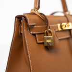 Hermes Handbag Hermes Kelly Sellier 28 Veau Epsom Leather Gold with Gold Plated Hardware 2022 Z -Knockoff
